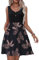 Tanmolo Kleid Damen Sommer Knielang Freizeitkleider Knopf Tank Kleid Mit Taschen Elastic Dress (Schwarz-Palmblätter L)