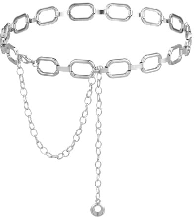 TIESOME Metal Link Chain Belt, Adjustable Chunky Thick Waist Link Belt Women Waist Chain for Jeans Dresses(Silver)
