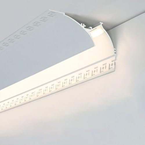 WLCGYD LED-Kronenleisten-Deckenverkleidung, Aluminium-LED-Indirektbeleuchtungsbucht Mit PC-Abdeckung, Plasterline-Wandfluter-Dekor, Wandpaneel-LED-Streifenkanal(1m/3.3ft)