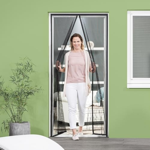 empasa Fliegengitter Tür Magnet Fliegenvorhang DELUXE Insektenschutz für Terrassen- und Balkontür, mit 26 starken Magneten, selbstschließend, in anthrazit und weiß, in vielen Größen