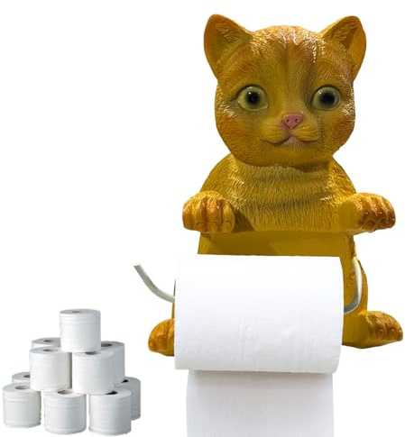 Toilettenpapierhalter Katze | Katzen Papierhalter | Harz Neuheit Katzen stehend Küchenrollhalter ohne Bohrung | Kätzchenstatue Gewebehalter | Katzen Toilettenpapierhalter Lagerregal für Wohnkultur