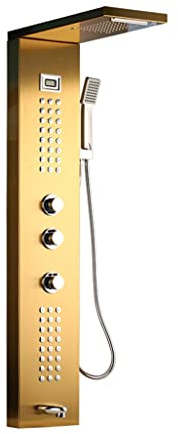 Rain Shower Column with Thermostatic Mixer Faucet Tower Hand Shower Tub Spout Panel for Modern Bathroom Renovation