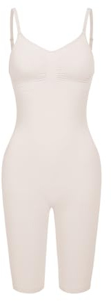 CFab Shapewear Damen Bauchweg Figurformender Nahtloser Bodysuit mit Shorts | Body Shaper mit verstellbaren Trägern formt Bauch, Taille und Oberschenkel für eine glatte Silhouette