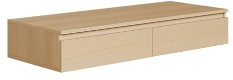 Selsey Schminktisch Hängend Breite 120 cm Eichenholzoptik Moderner Schminktisch Ohne Spiegel Mit 2 Schubladen Wandmontage, Spanplatte 16 mm, ABS-Kanten, Ideal für Stilvolle Inneneinrichtungen