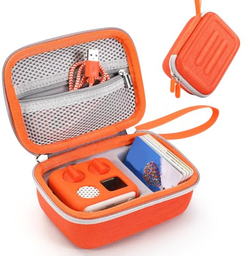 Shockproof Hard Case Compatible with Yoto Mini (2024 Edition) Audio Player, EVA Travel Storage Bag for Kids Music Player, Audiobook Cards & Charger (Bag Only) (Orange)