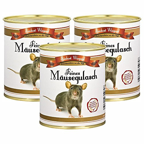 4youDesign 3-er Set Mäusegulasch Feines aus der Dose – Geschenkidee zum 1. April für Männer, Frauen & Kinder – Weiße Mäuse Schaumgummi Süßigkeit in Original Feinkost-Dose – 3X 175g