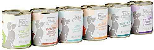 MjAMjAM - Premium Nassfutter für Hunde - Mixpaket II - Mit Huhn & Ente, Rind, Pute, Kalb, Truthahn, Lamm, 6er Pack (6 x 800 g), naturbelassen mit extra viel Fleisch