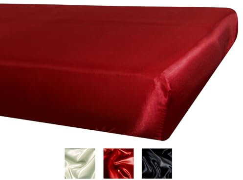 beties Glanz Satin Spannbetttuch ca. 160x200 cm Spannbettlaken Premium schwere Qualität & edel, fein fließend aus deutschem Unternehmen (Karmin-rot)
