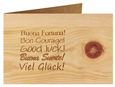 Holzgrußkarte - Viel Glück - 100% handmade in Österreich - Postkarte Glückwunschkarte Geschenkkarte Grußkarte Klappkarte Karte Einladung
