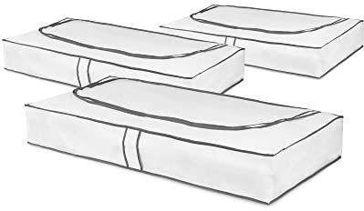Compactor Lot de 3 Housses de Rangement Dessous de Lit, Blanc, Polypropylène et EVA, 45 x 108 x H. 15 cm, RAN9812