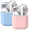 Molylove 2X Silikonhülle Kompatibel mit AirPods 2, Schutzhülle Silikonhülle Stoßfest (LED an der Frontseite Sichtbar) - (Himmelblau+Rosa)