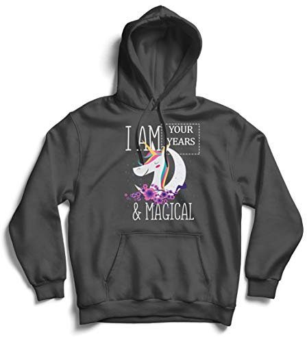 lepni.me Sweatshirt à Capuche Manches Longues Je suis la Coutume Années Cadeau d'anniversaire de la Licorne Magique (XL Graphite Multicolore)