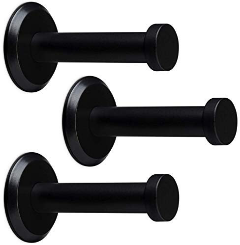 SOTECH 3 Stück Garderobenhaken TALEA echt Edelstahl massiv schwarz matt Ø 10/15 mm Länge 50 mm Gesamtlänge 53 mm mit Platte Garderobe Kleiderhaken