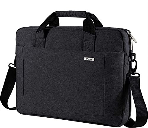Voova Laptop Bag Case 17 17.3 Inch Computer Sleeve Messenger Bag with Shoulder Strap Expandable Waterproof Large Capacity Business Briefcase for Work Travel Fit 17-18 Inch Laptop, Men Women-Black