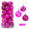 Yisscen Weihnachtskugeln Baumschmuck, Christbaumkugeln, Dekokugeln Weihnachten, Matt Glänzend Glitzernd Dekokugeln, Baumkugeln für Weihnachten Hochzeitsfest Dekoration, 24 Stück (Rose Red)