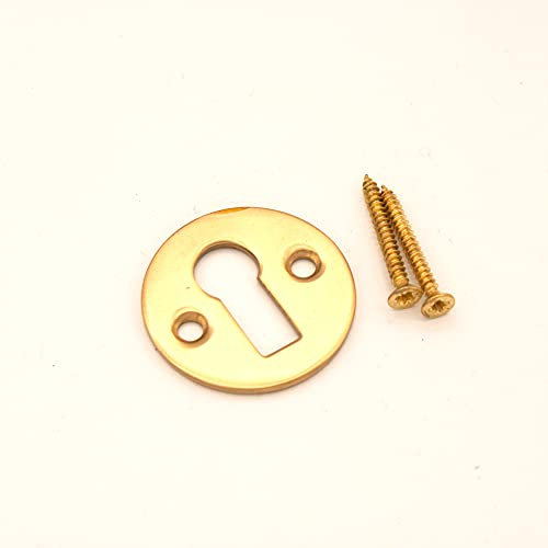 Victorian Standard Profile Open Key Hole Door Lock Plate Cover Escutcheon Lock Security Key Hole Cover in Various Finishes (Polished Brass)