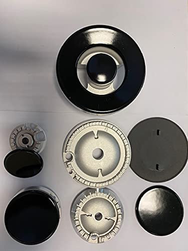SET 5 BRUCIATORI + SPARTIFIAMMA TRIPLA CORONA COMPATIBILE CON INDESIT WHIRLPOOL 1 GIGANTE DOPPIA FIAMMA 1 GRANDE 2 MEDI 1 PICCOLO smaltati nero lucido (no originali adattabili)