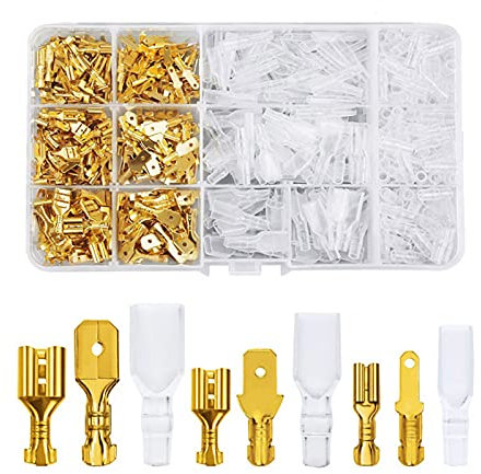 Kabelschuhe Set,480PCS Flachstecker Männlich Weiblich Kabelsteckschuhe Kit Flachsteckhülsen mit Isolierhülse Sleeve Spade Kabelverbinder Set mit Schutzhülle für 6,3mm/4,8mm/2,8mm Sleeve Terminal