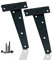 Garden Gate Hinges for Wooden Shed - 6 Inch 2Pcs Weather & Rustproof Powder Coating Metal Tee Strap Black Door Hinges for Garden Shed, Window, Fence, and Barn Gates