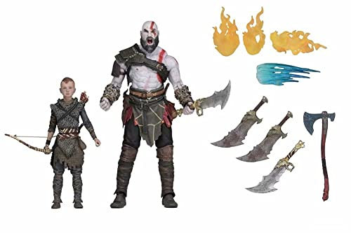 LPCPY Dieu de la Guerre 4 Kratos Atreus Père et Fils Set Set Deluxe Edition Modèle de caractère Une variété d'accessoires d'arme de Jouets