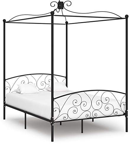 INLIFE Himmelbett-Gestell Schwarz Metall 140 x 200 cm-4477