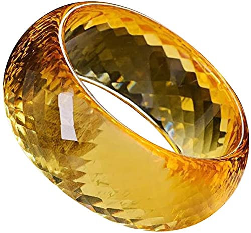 NEFSO Klassischer Retro-Orientalischer Stil Natürlicher Jade-Armreif Brasilianischer Citrin-Rundstab-Gliederarmband, Kristall-Naturstein für Männer und Frauen (Size : Large) (59mm)