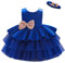Lito Angels Vestito Damigella Abito da Festa Cerimonia Elegante con Fascia per Bambina Taglia 9-12 Mesi, Blu Reale (Etichetta in Tessuto 70)