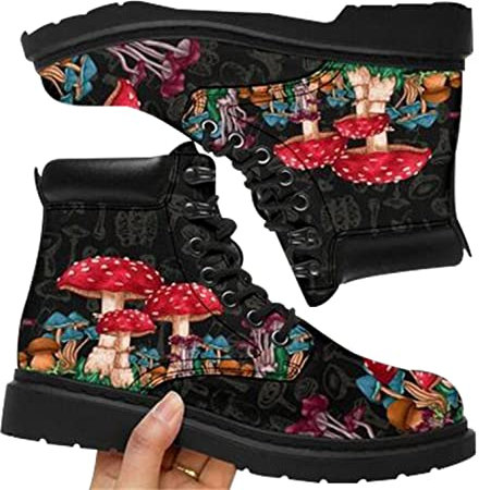 EGSDMNVSQ Stivali Corti delle Donne Gothic Chelsea Boot Punk Stivali alla Caviglia Biker Boot Stivali alla Caviglia delle Donne Stivali con Blocchetto Gothic Retro Print Short Ankle Boots