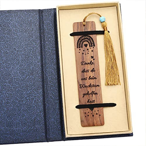 Lesezeichen Personalisiert,OXYEFEI Lesezeichen Kinder Holz Mädchen Schulanfänger Bookmark Set Buchmarker Geschenke für Lehrer Hebamme Freundin Leseratten(Regenbogen)