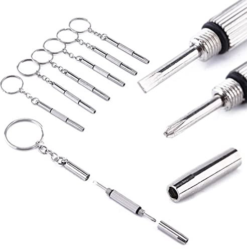 JZK Lot de 6 mini tournevis multifonctions (3 en 1, plat, en acier inoxydable) pour lunettes, montres, horloges, téléphones portables, ordinateurs portables, jouets