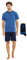 Il Granchio Pigiama Uomo Cotone Corto + Calza - Pigiama Uomo Cotone Leggero - Pigiama Uomo Estivo Corto (1079 Denim, L)
