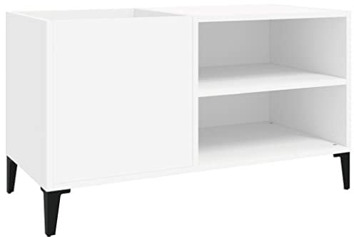 vidaXL Mobile Porta Dischi Bianco 84,5x38x48 cm in Legno Multistrato, mobile per giradischi, porta dischi, mobiletto porta vinili, mobile porta vinili