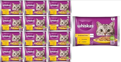 Whiskas Adult 1+ Katzenfutter in Gelee mit Huhn, Truthahn, 52 portionierte Säcke, 13 x 4 x 85 g, hochwertiges Nassfutter für Erwachsene Katzen