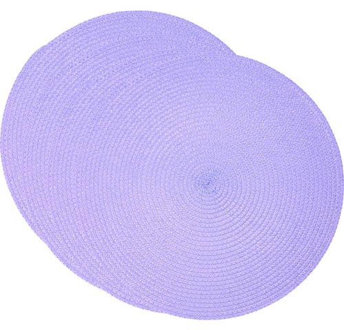 SCF2017 Runde gewebte Kunststoff-Tischsets, 38 cm, stilvolle und praktische Esstisch-Matten, 4er-Set, Hellviolett