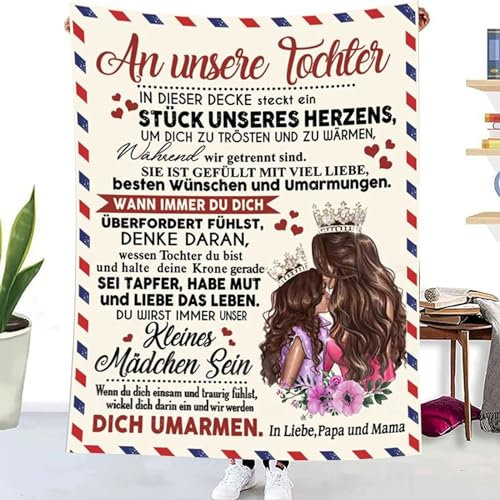 WJMSDK Personalisierte Decke Geschenke für Tochter von Eltern, Kuscheldecke Flauschige An unsere Tochter von Mama und Papa, 18 Geburtstag Mädchen Geschenke, Witziges Weihnachten Abschluss-Geschenke
