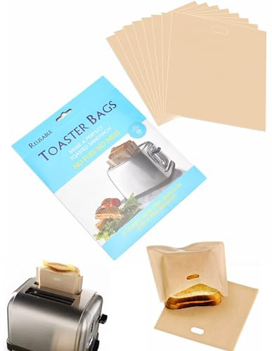 8 Pack Non Stick Toaster Sandwich Bags Reusable and Heat Resistant Easy to Clean,Washable Toaster Bags for Toaster Microwave Grill Cheese Sandwiches,Toast Bags for Toast Sandwich Panini Snacks (8)