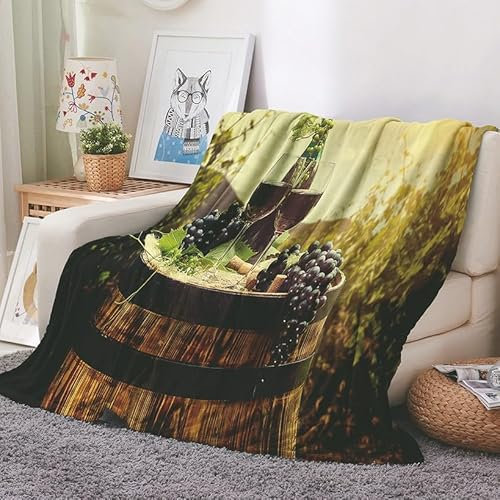EHOMERY Warme Kuscheldecke Große Decke Kuscheldecke Orientalisch Warme Decke Zelten Traube Landschaft Hosting-Decke Dekorative Weiche Kuscheldecken Gelb 150x130cm