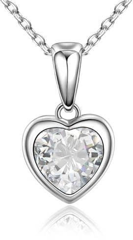 Candyfancy Halskette Silber 925 mit Anhänger, Damen Kette mit Herz Zirkonia Anhänger Herzkette Geschenk für Frauen Freundin