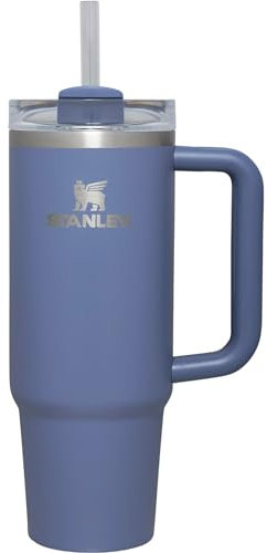 STANLEY Quencher H2.0 FlowState Trinkbecher, vakuumisoliert, aus Edelstahl mit Deckel und Trinkhalm, für Wasser, Eistee oder Kaffee (Dämmerungsblau, 1,2 Liter)