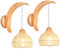 iDEGU 2 Stück Wandleuchten für den Innenbereich, aus Holz und Rattan, Hängeleuchte, Industrielles Design, Halbmond, E27, Wandbeleuchtung, verstellbar, Vintage, für Schlafzimmer, Wohnzimmer, Flur, Café