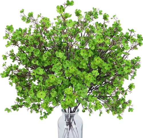 UXORSN 10 Stück Künstliche Blumen Schleierkraut Künstlich Gypsophila Sträuße Kunstblumen wie Echt Getrocknete Seide Pflanze Fake Blumen Frühlings Dekor für Vase Hochzeit Blumenstrauß Party Tisch, Grün