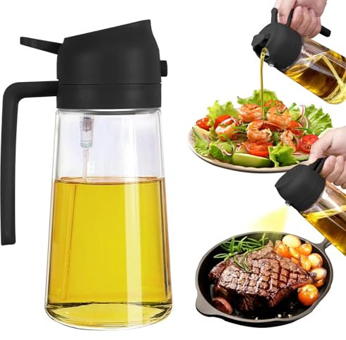 SweeHo Oil Sprayer for Cooking, 2 In 1 Oil Dispenser and Oil Sprayer (Black)
