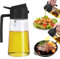 2 in 1 Oil Dispenser and Oil Sprayer, 470ml Dispenser Bottle Spray and Pour, Glass Olive Oil Sprayer for Cooking, Food-Grade Oil Spray Bottle Mister Spritzer for BBQ, Air Fryer, Kitchen (Black)
