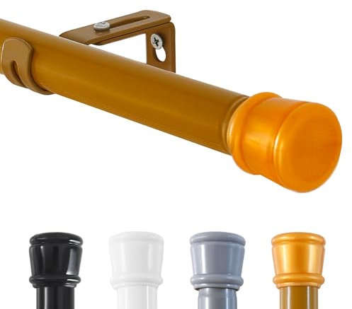 Gold Gardinenstangen 31 bis 61 Zoll, 2,4 cm Durchmesser Dekorative Gardinenstange Set für Raumteiler, Schlafzimmer/Wohnzimmer/Badezimmer (2 Halterungen)