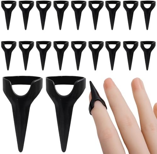 20 Pcs Nail Rings, Black Vintage Metal Full Finger Claws, 0.67x1.18 In Cosplay Gothic Claws, Smooth Vampire Nail Claws for Clubs, Halloween, Parties