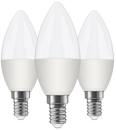 E14 LED Candle Light Bulbs, 5W Cool White 6000K, C37 E14 LED Bulbs, SES Small Edison Screw, 40W Equivalent, 450LM, Non-Dimmable, Pack of 3
