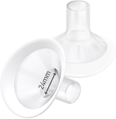 2pcs 24mm Soft Flanges, 106 Degree Wider Opening Angle with Soft Rim Shield for Medela Breast Pump, PersonalFit, Freestyle, Maxflow, Freestyle Flex Swing Maxi Connector, Lansinoh Signature Pro