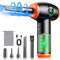 ISEYOU Compressed Air Duster, 3-Speed Adjustable Air Blower, Powerful Max 90000 RPM, Smart LED Light and Power Display, Rechargeable Air Cleaner for PC, Laptop, Keyboard, Car, Includes 5 Nozzles