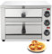 Llchaensc Forno Pizza Doppio Professionale, 2640W Forno per Pizza Elettrico in Acciaio Inox con Pietra Refrattaria per Pizza, 60Min Timer, 50-300℃ Controllo Temperatura