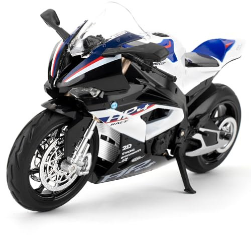 imtfzct 1/12 HP4 Motorrad Modellauto, Spielzeugmotorrad mit Sound und Licht, Mini-Motorrad-Rennwagen, Motorradmodell in Sammlerqualität, geeignet für Kinder von 4-7 Jahren (weiß)